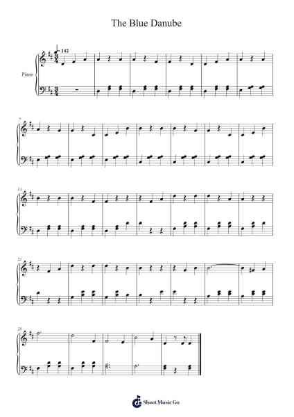 The Blue Danube Sheet Music by Johann Strauss II-Arr.Blajeames Yulewood