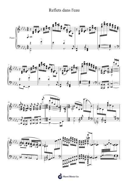 Reflets dans l'eau Sheet Music by Claude Debussy-Arr.Bartblack Jobky