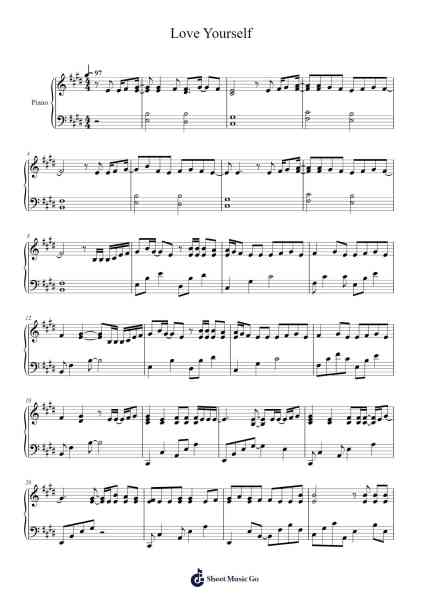 Love Yourself Musica per pianoforte di Justin Bieber - Arr.Haletra Kimstone