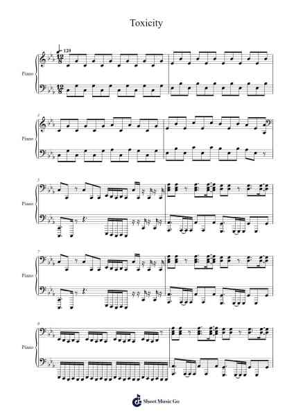 Toxicity Sheet Music by System of a Down-Arr.Jannuel Graceche