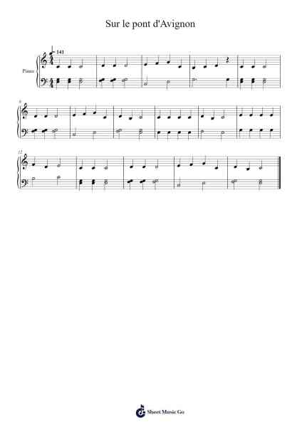 Sur le pont d'Avignon Sheet Music by French Traditional-Arr.Binghugh
