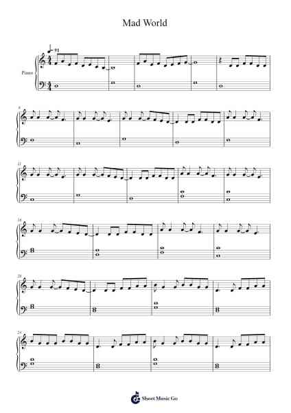 Mad World Sheet Music by Gary Jules-Arr.Eipsyale