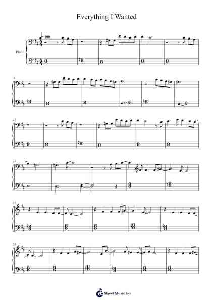 Everything I Wanted Sheet Music by Billie Eilish-Arr.Vebted Saulquinn