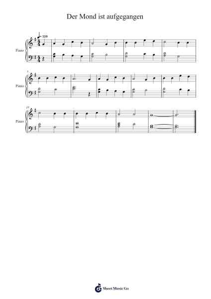 Der Mond ist aufgegangen Sheet Music by Johann Abraham Peter Schulz-Arr.Eveken Dougloyd