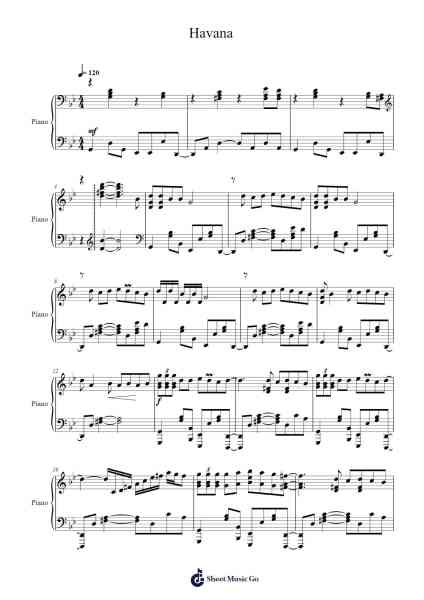 Havana Sheet Music by Camila Cabello/Young Thug-Arr.Lopeare