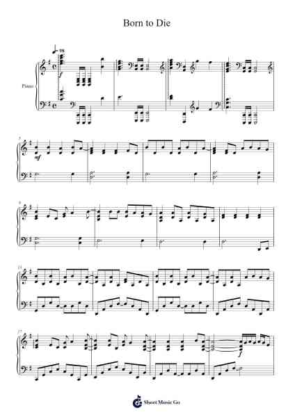 Born to Die Sheet Music by Lana Del Rey-Arr.Belllas Priestsopp