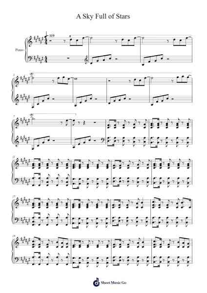 A Sky Full of Stars Sheet Music by Coldplay-Arr.Brownegill Orbel