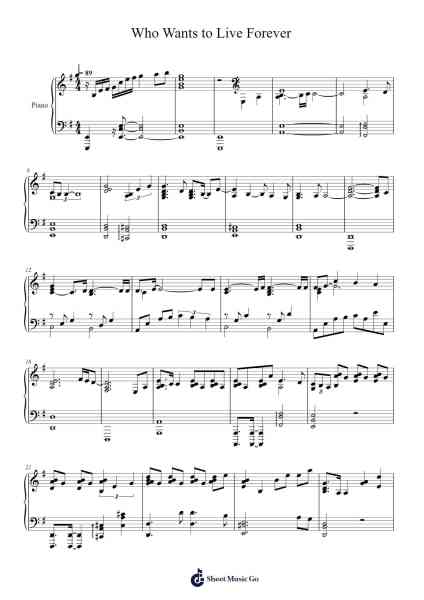 Who Wants to Live Forever Sheet Music by Queen-Arr.Gorliz