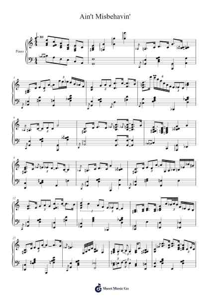 Ain't Misbehavin' Sheet Music by Fats Waller-Arr.Stonelian Chantham