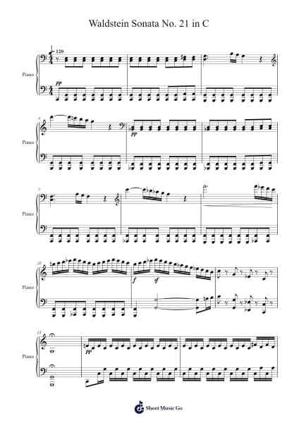 I. Waldstein – Sonata No. 21 in C Sheet Music by Ludwig van Beethoven-Arr.Harloise Hanett