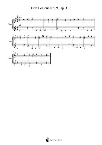 First Lessons No. 9, Op. 117 Sheet Music by Cornelius Gurlitt-Arr.Ertes
