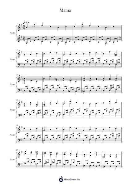 Mama – Children's Album Partitura de Pyotr Tchaikovsky-Arr.Bettiane Rexpoe