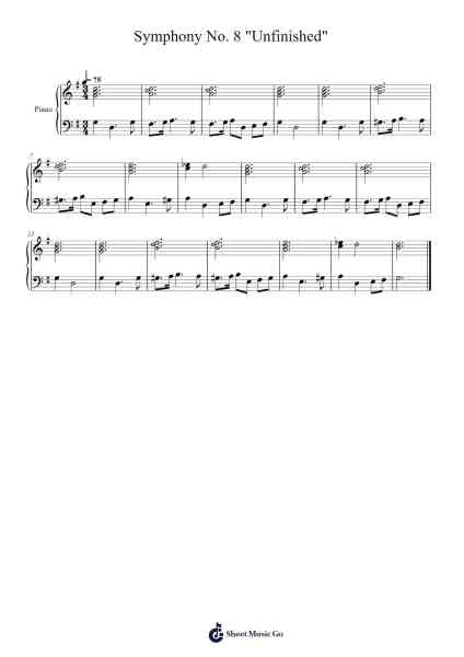Allegro moderato –Symphony No. 8 "Unfinished" Sheet Music by Franz Schubert-Arr.Sidser