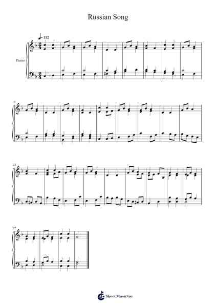 Russian Song Sheet Music by Pyotr Tchaikovsky-Arr.Lytnoah