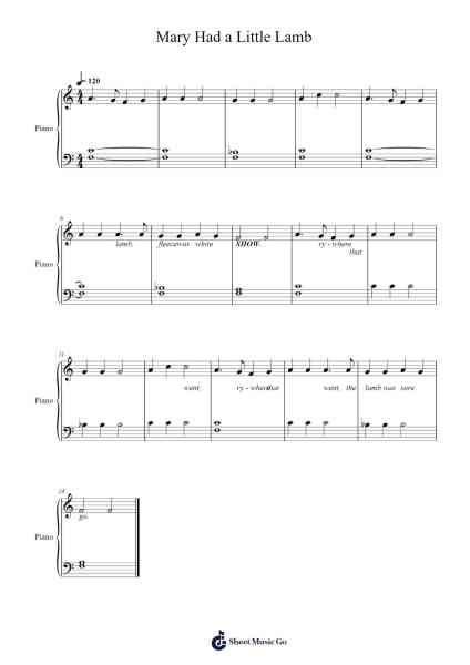 Mary Had a Little Lamb Sheet Music by American Traditional-Arr.Yuledawn