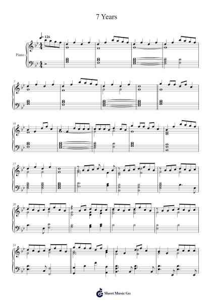 7 Years Sheet Music by Lukas Graham-Arr.Ossweet