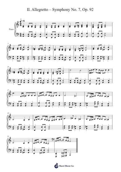 II. Allegretto – Symphony No. 7, Op. 92 Sheet Music by Ludwig van Beethoven-Arr.Cugue Vebriel