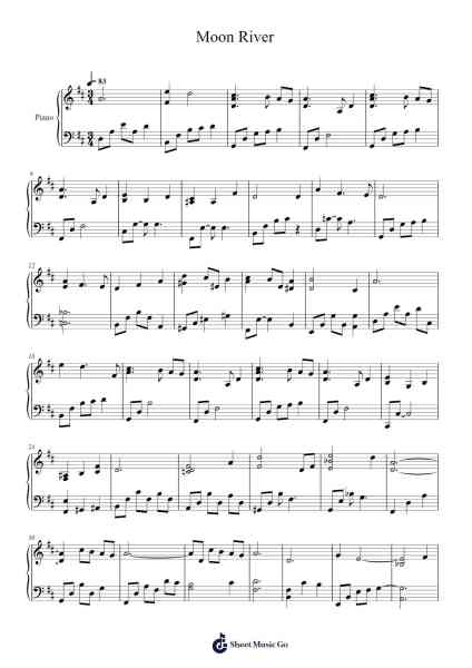 Breakfast at Tiffany's - Moon River Sheet Music by Henry Mancini-Arr.Cookje