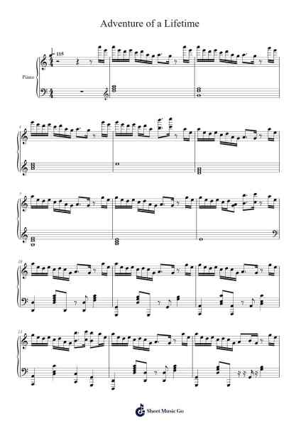 Adventure of a Lifetime Sheet Music by Coldplay-Arr.Browntis