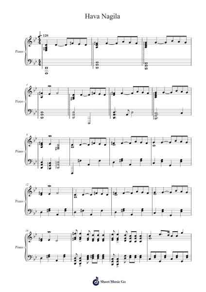 Hava Nagila 乐谱由 Abraham Zvi Idelsohn - 编曲 Zaharte Whlith