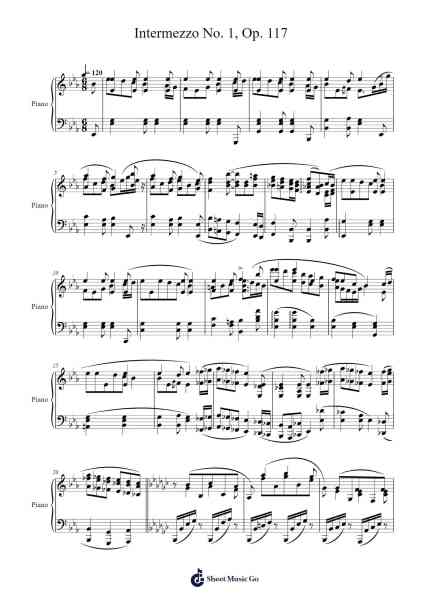 Intermezzo No. 1, Op. 117 Sheet Music by Johannes Brahms-Arr.Adnest Fitzvin
