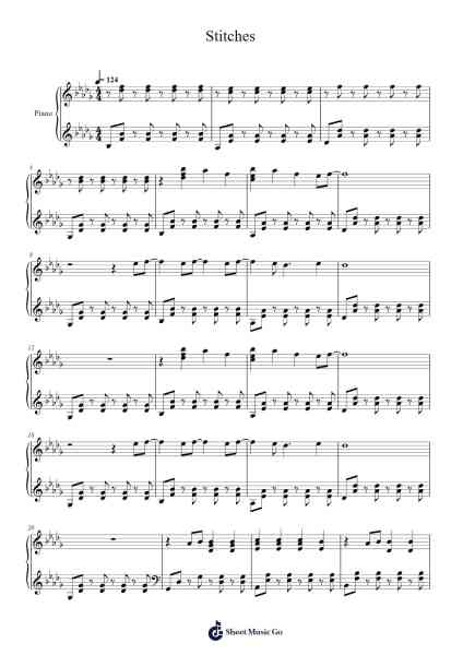 Stitches Sheet Music by Shawn Mendes-Arr.Moivogt Alickckens