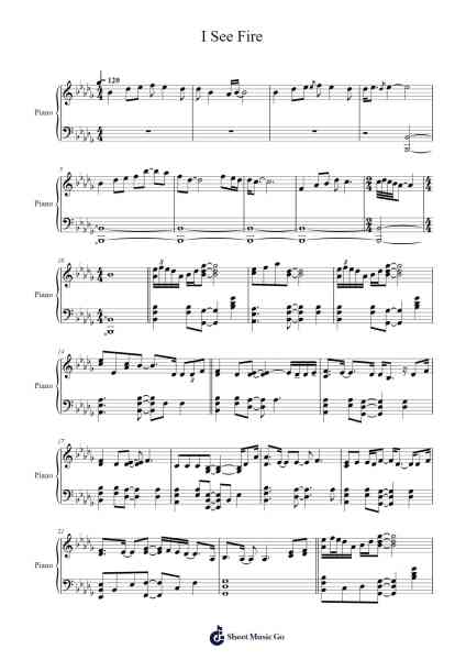 I See Fire Sheet Music by Ed Sheeran-Arr.Everbloor Frankrl