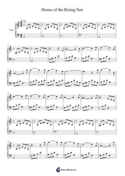 House of the Rising Sun Sheet Music by The Animals-Arr.Everal Baurell
