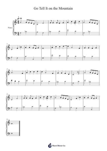 Go Tell It on the Mountain Sheet Music by John Wesley Work Jr.-Arr.Strongco