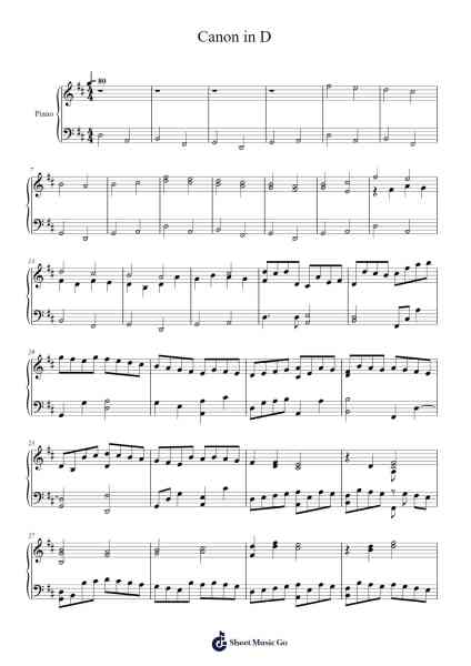 Canon in D Sheet Music by Johann Pachelbel-Arr.Clifffitch