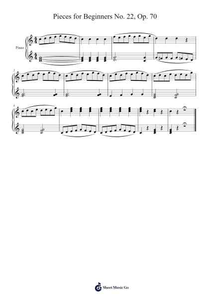 Pieces for Beginners No. 22, Op. 70 Partitura de Johann Hermann Berens-Arr.Oglet Kitcke
