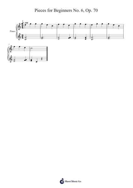 Pieces for Beginners No. 6, Op. 70 Sheet Music by Johann Hermann Berens-Arr.Nanriah Obrook