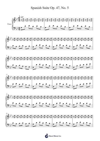 Spanish Suite Op. 47, No. 5 Sheet Music by Isaac Albéniz-Arr.Hearstjean
