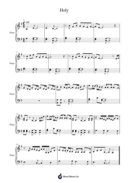 Holy Sheet Music by Justin Bieber-Arr.Shawqe Bryy