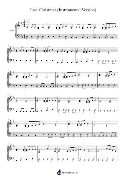 Last Christmas (Instrumental Version) Sheet Music by Wham!-Arr.Birdhearst