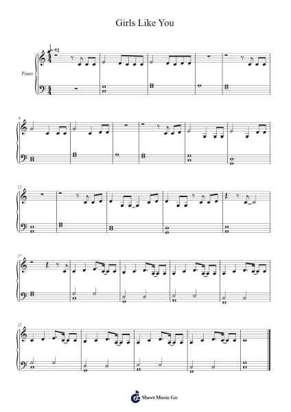 Girls Like You Sheet Music by Maroon 5-Arr.Waygold Cissoon