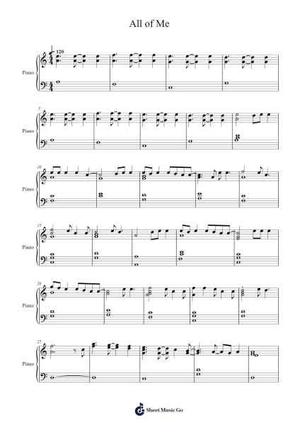 All of Me Sheet Music by John Legend-Arr.Readenee Foxmiles