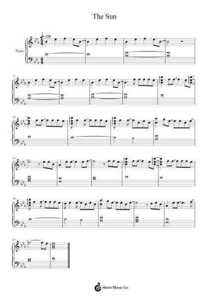 The Sun Sheet Music by PikA Qiu-Arr.Bobgy