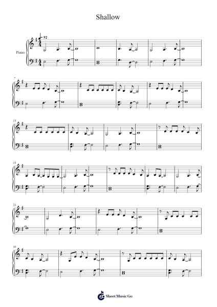 Shallow –A Star Is Born Sheet Music by Lady Gaga/Bradley Cooper-Arr.Paygill Noaho'neil