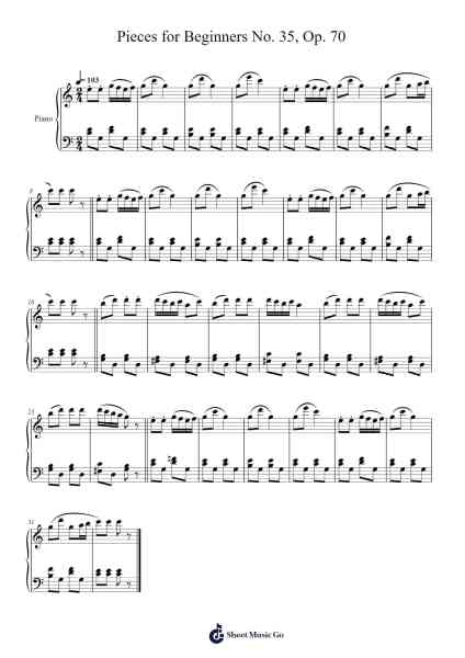 Pieces for Beginners No. 35, Op. 70 Sheet Music by Johann Hermann Berens-Arr.Gillnise