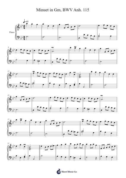 Minuet in Gm, BWV Anh. 115 Sheet Music by Christian Petzold-Arr.Faitheva Carite