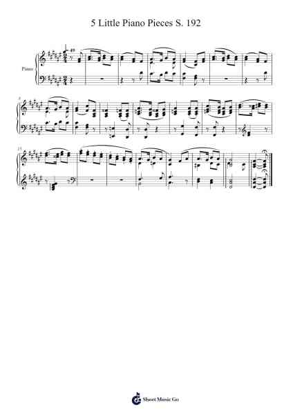 Andantino IV – 5 Little Piano Pieces S. 192 Sheet Music by Franz Liszt-Arr.Nyledk