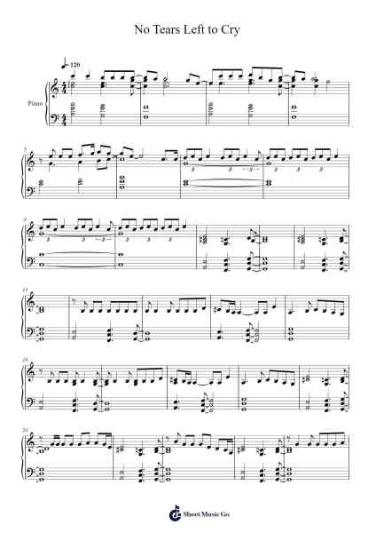 No Tears Left to Cry Sheet Music by Ariana Grande-Arr.Calbrown Yertate