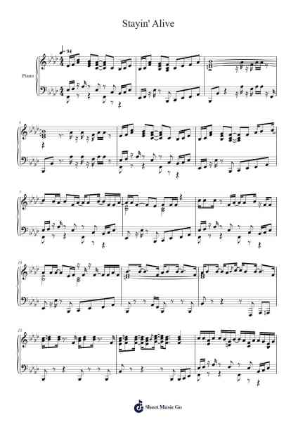 Stayin' Alive Sheet Music by Bee Gees-Arr.Orfunk Grocroft