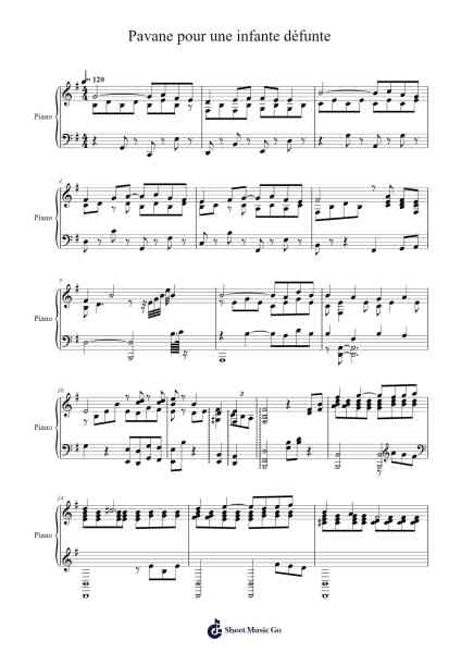 Pavane pour une infante défunte Sheet Music by Maurice Ravel-Arr.Larlice Hewphil