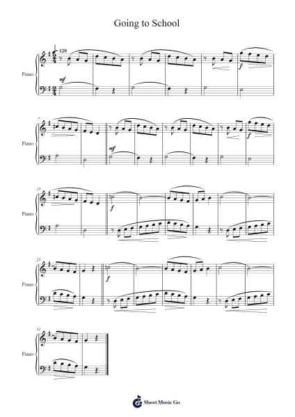 Going to School –First Lessons No. 14, Op. 117 Sheet Music by Cornelius Gurlitt-Arr.Kawar Rusfrank