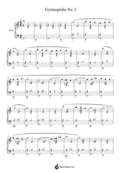 Gymnopédie No. 2 Sheet Music by Erik Satie-Arr.Beague Kinglor