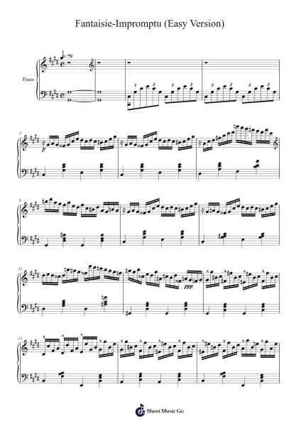 Fantaisie-Impromptu (Easy Version) Sheet Music by Frédéric Chopin-Arr.Nyledk