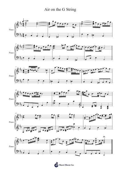 Air on the G String Sheet Music by Johann Sebastian Bach-Arr.Yetlup Hoybird