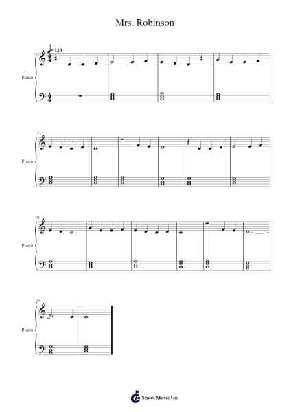 Mrs. Robinson Partitura de Simon & Garfunkel-Arr.Leomos